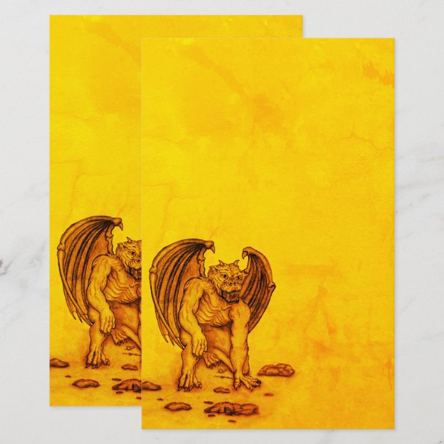 Golem Gargoyle Stationery (Front/Back)