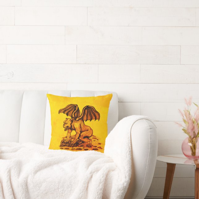 Golem Gargoyle Throw Pillow (Couch)