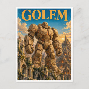 Golem, Gothic Fantasy Monster Postcard