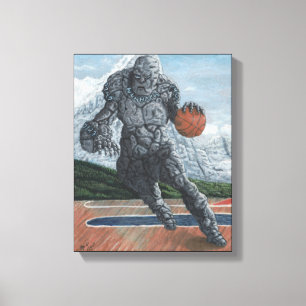 Golem Playing Basketball Fantasy Art Canvas Print