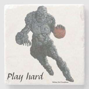 Golem Playing Basketball Sports Stone Coaster