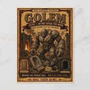 Golem, Vintage Circus Monster Postcard
