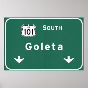 Goleta California US-101 South Interstate - Poster