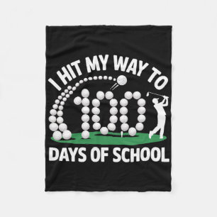 Golf 100 Days Of School Funny Teacher Student 100t Fleece Blanket