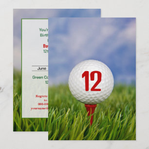 Golf 12th Birthday Party Invitation