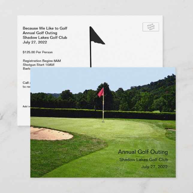 Golf 18th Hole Custom Text Invitation (Devant / Derrière)