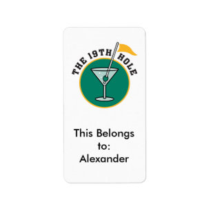 golf 19th hole drink time humour label