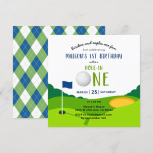 Golf 1er Anniversaire Trou En Une Seule Invitation