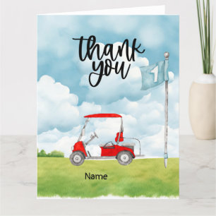Golf  1st birthday golf party thank you card