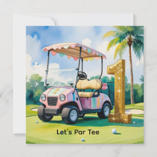 Golf 1st Birthday golfer is Turning one Invitation