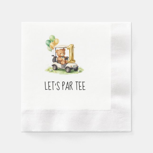 Golf 1st Birthday Let's Par Tee Napkin (Front)
