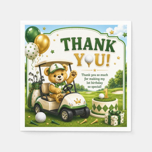 Golf 1st Birthday  Napkin (Front)