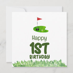 Golf 1st birthday one year old golfer card