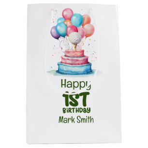Golf 1st birthday one year old golfer  medium gift bag