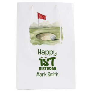 Golf 1st birthday one year old golfer  medium gift bag