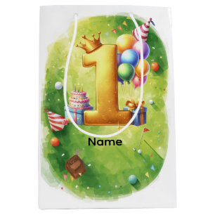 Golf 1st birthday one year old golfer  medium gift bag