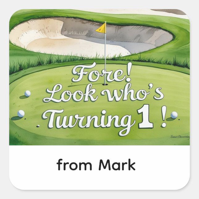 Golf 1st birthday one year old golfer  square sticker (Front)