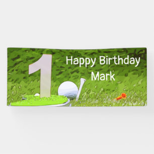 Golf 1st birthday one year old golfer with number  banner