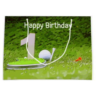 Golf 1st birthday one year old golfer with number large gift bag