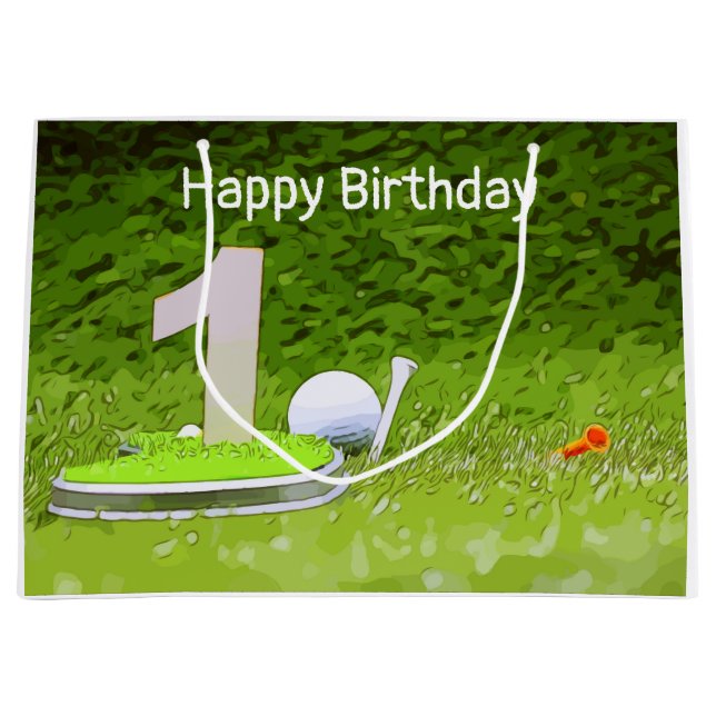 Golf 1st birthday one year old golfer with number large gift bag (Front)