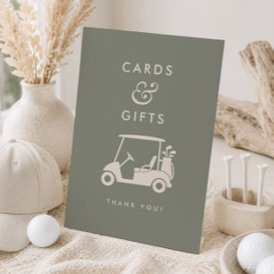 Golf 1st Birthday Sage Green Cards and Gifts Pedestal Sign