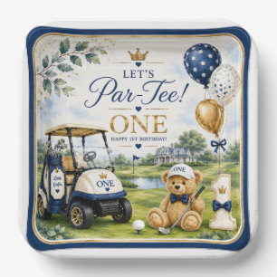Golf 1st Birthday Square Paper Plates 