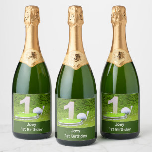 Golf 1st Birthday with number one Sparkling Wine Label