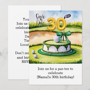 Golf 30th Birthday Cake for Golfer Party Invitation