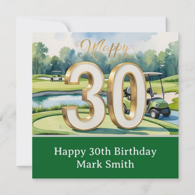 Golf 30th Birthday on golf course Card (Front)