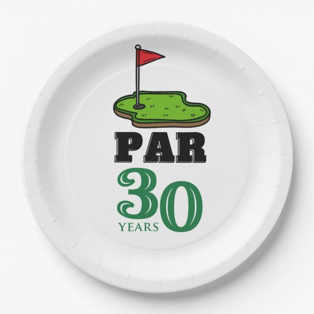 Golf 30th Birthday Par tee thirty party   Paper Plate (Front)