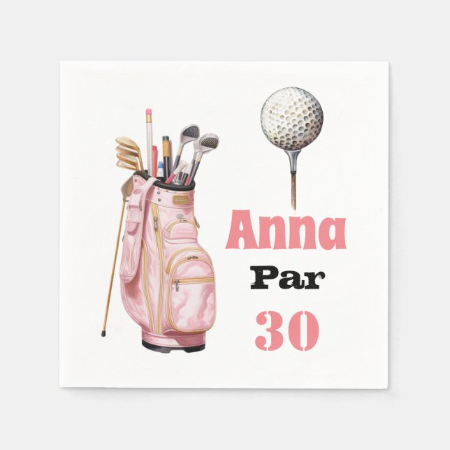 Golf 30th Birthday Par tee woman pink Napkin (Front)