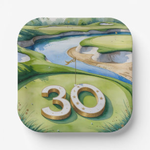 Golf 30th Birthday Party on Course Paper Plate
