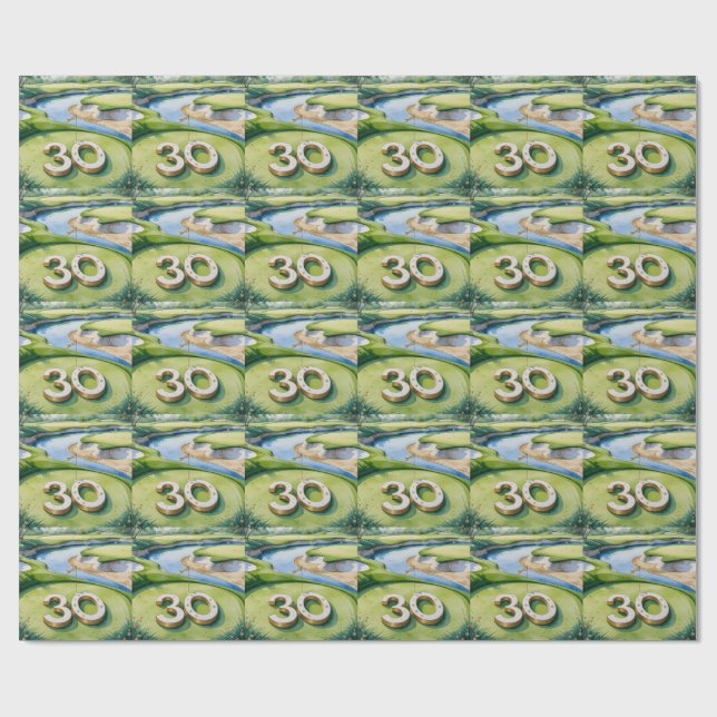 Golf 30th Birthday Party on Course  Wrapping Paper (Flat)