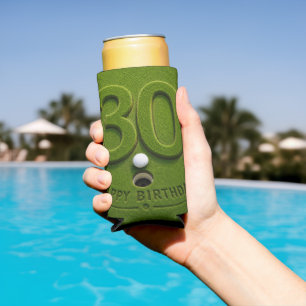 Golf 30th Birthday with golf ball on green grass Seltzer Can Cooler