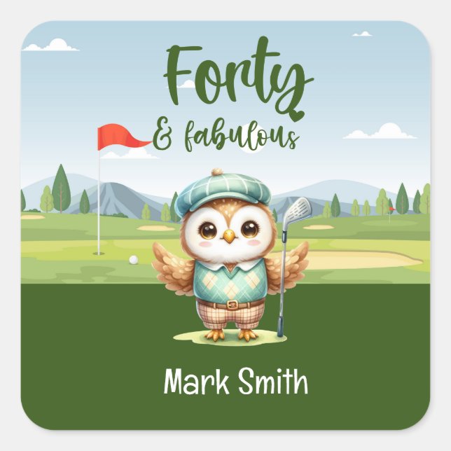 Golf  40th birthday party golfer birthday square sticker (Front)