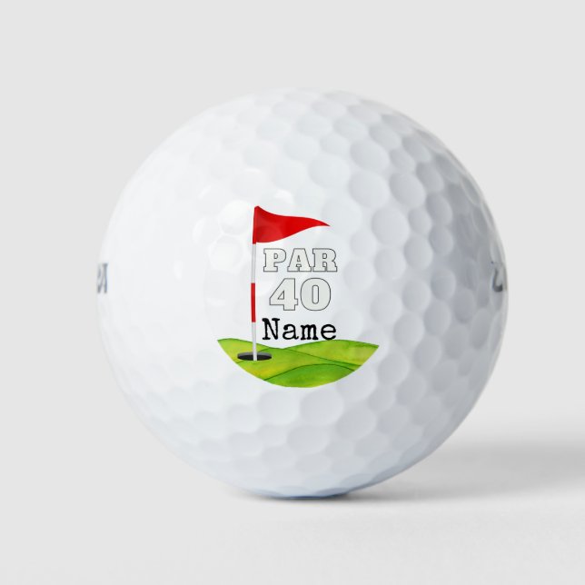 Golf 40th Birthday to golfer with golf flag  Golf Balls (Front)