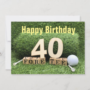 Golf 40th Birthday with number and golf ball  Card