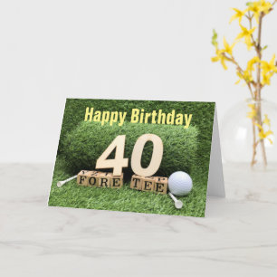 Golf 40th Birthday with number and golf ball  Card