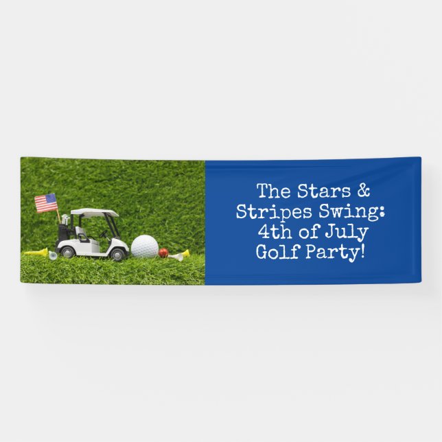 Golf 4th July Independence Day Golfer Party Banner (Horizontal)