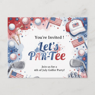 GOLF  4th July   Independence Day Golfer party   Holiday Postcard