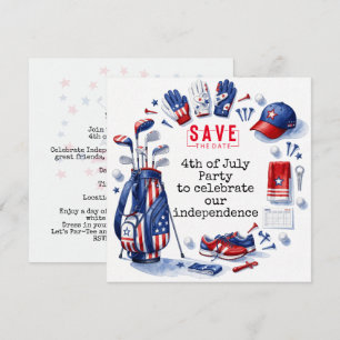 GOLF 4th July Independence Day Golfer party Save The Date
