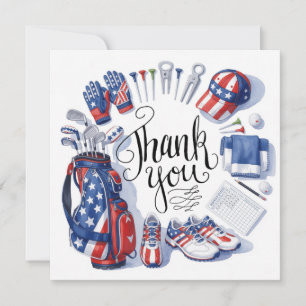 GOLF  4th July   Independence Day Golfer party   Thank You Card