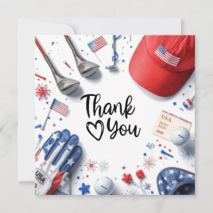 GOLF 4th July Independence Day Golfer party Thank You Card