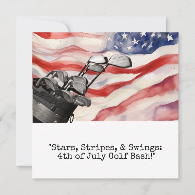 Golf  4th July Independence Day  Invitation (Front)