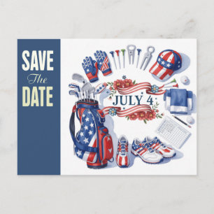 GOLF 4th July save the date for golfer Postcard