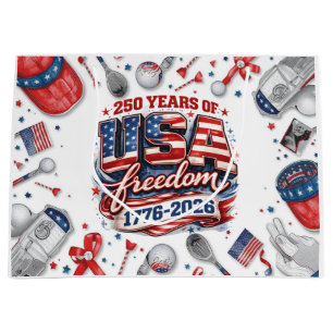 Golf 4th of July 250 Years Independence Button Large Gift Bag