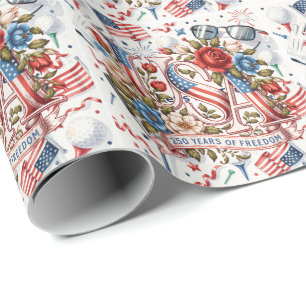 Golf 4th of July 250 Years Independence Button Wrapping Paper
