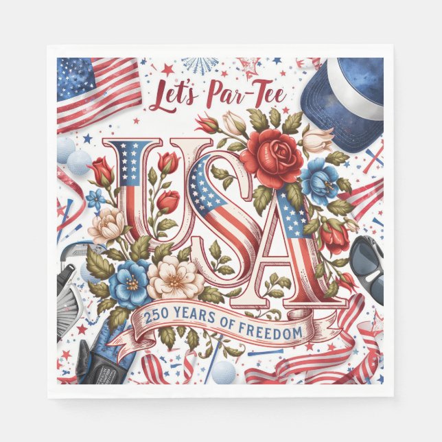 Golf 4th of July 250 Years Independence  Napkin (Front)