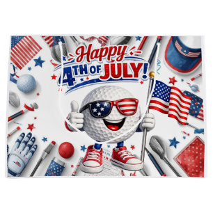 Golf 4th of July  Independence Day Button Large Gift Bag