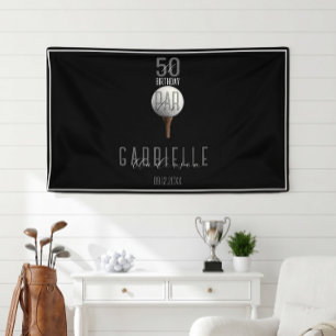 Golf 50 Birthday Golfer Milestone Elegant Party Banner